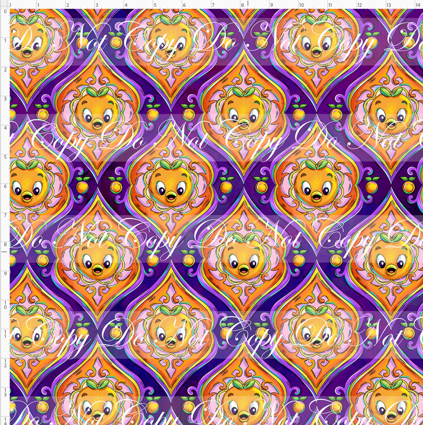 Orange Sunshine - damask - purple - REGULAR SCALE