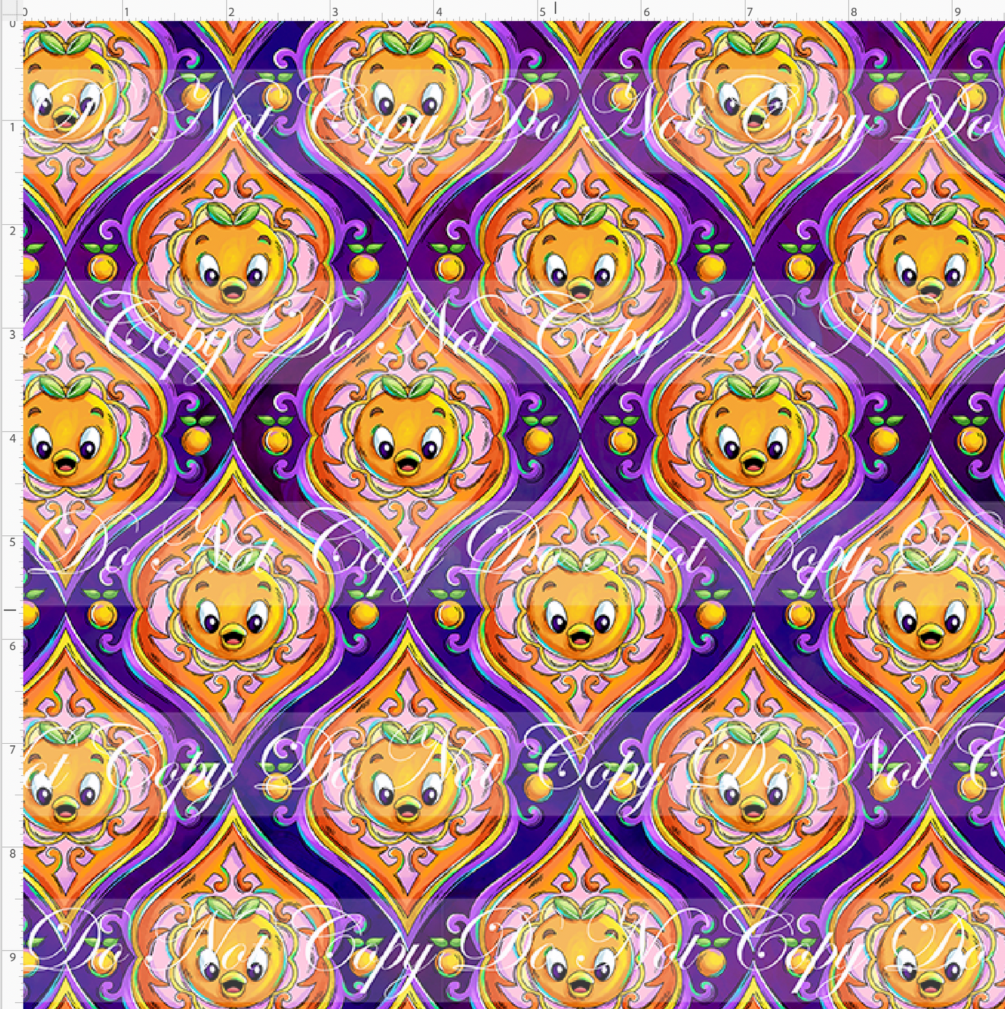 Orange Sunshine - damask - purple - SMALL SCALE