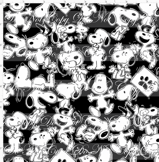 Peanut Pup-stacked pup-black white-small scale