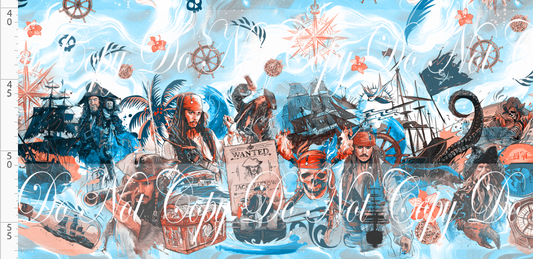 Pirate Tales - Double Border - Blue