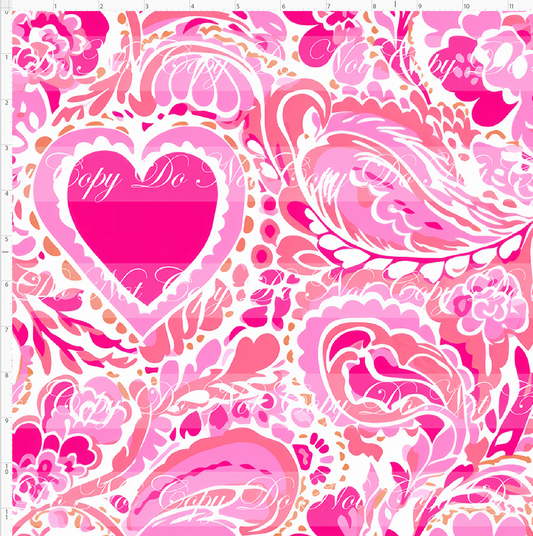 Preppy Hearts - Pink Paisley