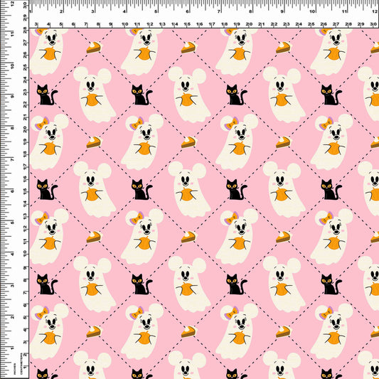 Pretty Spooky - Mouse Ghost Argyle - Pink