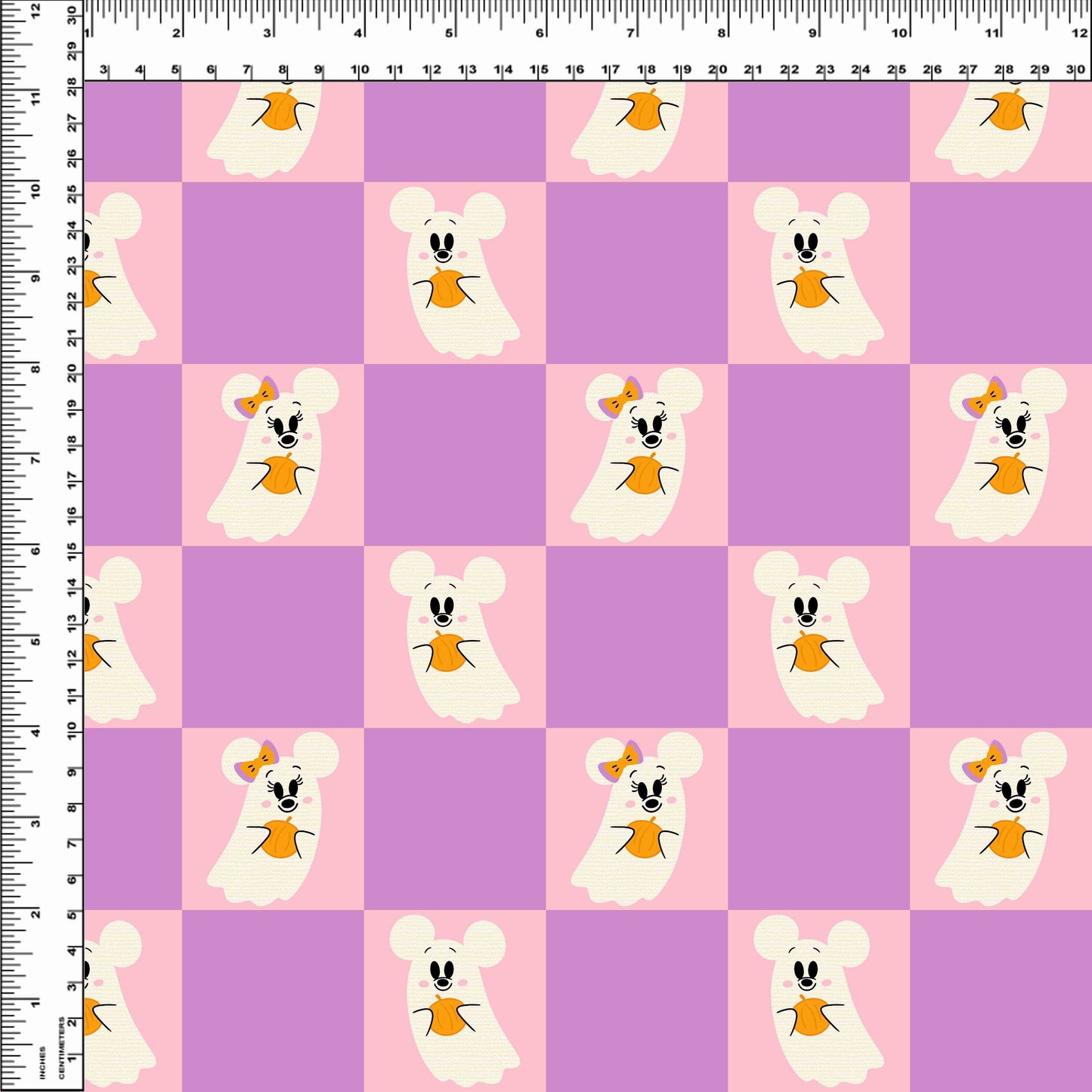 Pretty Spooky - Mouse Ghost Check - Pink - Regular Scale