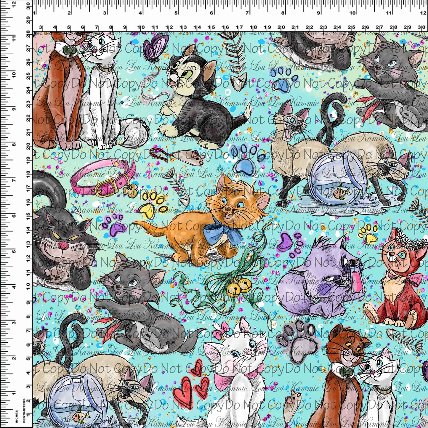 Furry Friends - Teal Toss - Regular Scale