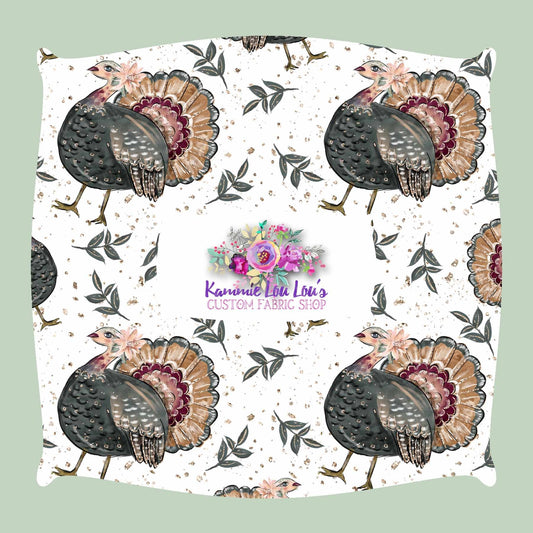 Fall Elegance - Turkeys on White