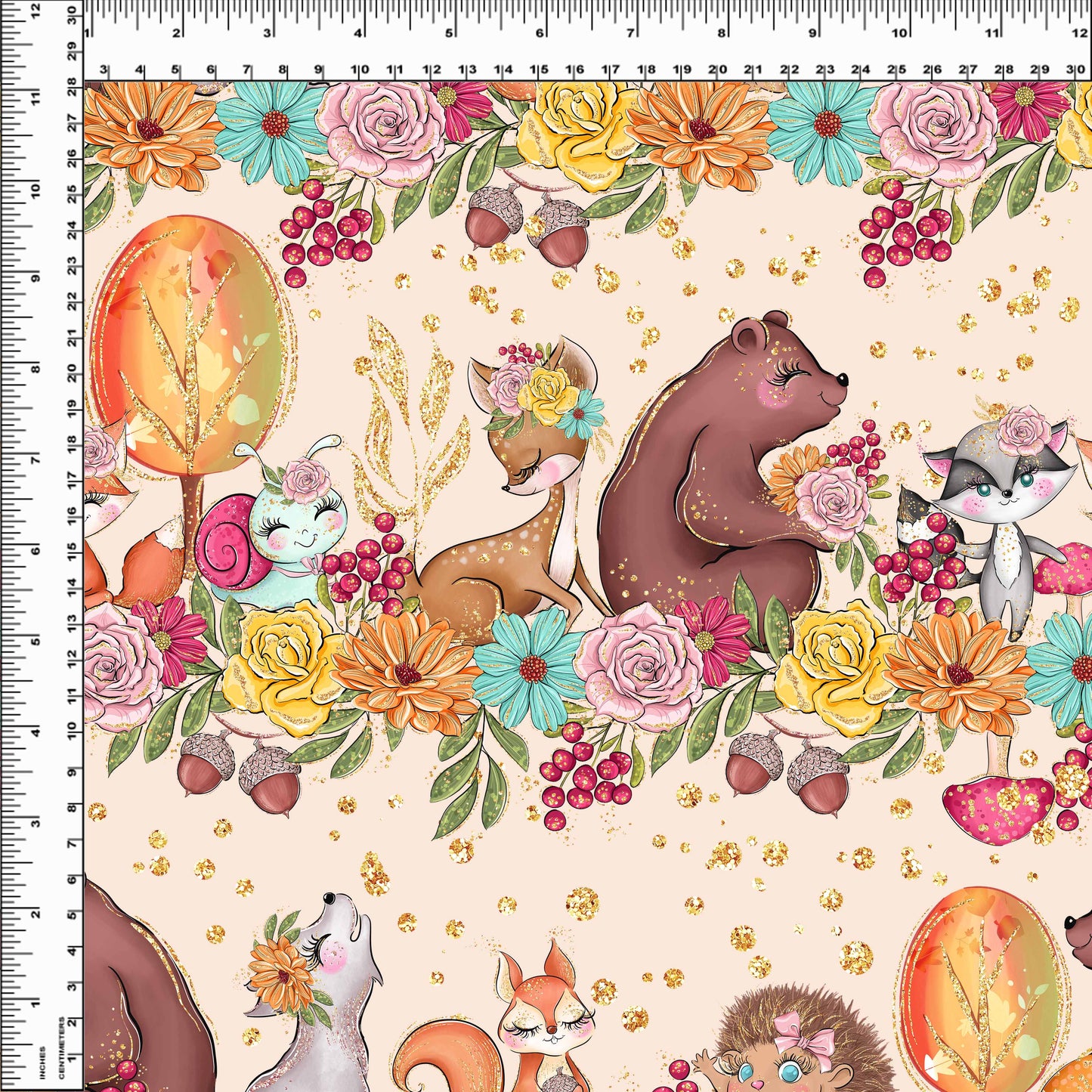 Autumn Friends - Fall Friends in a Row