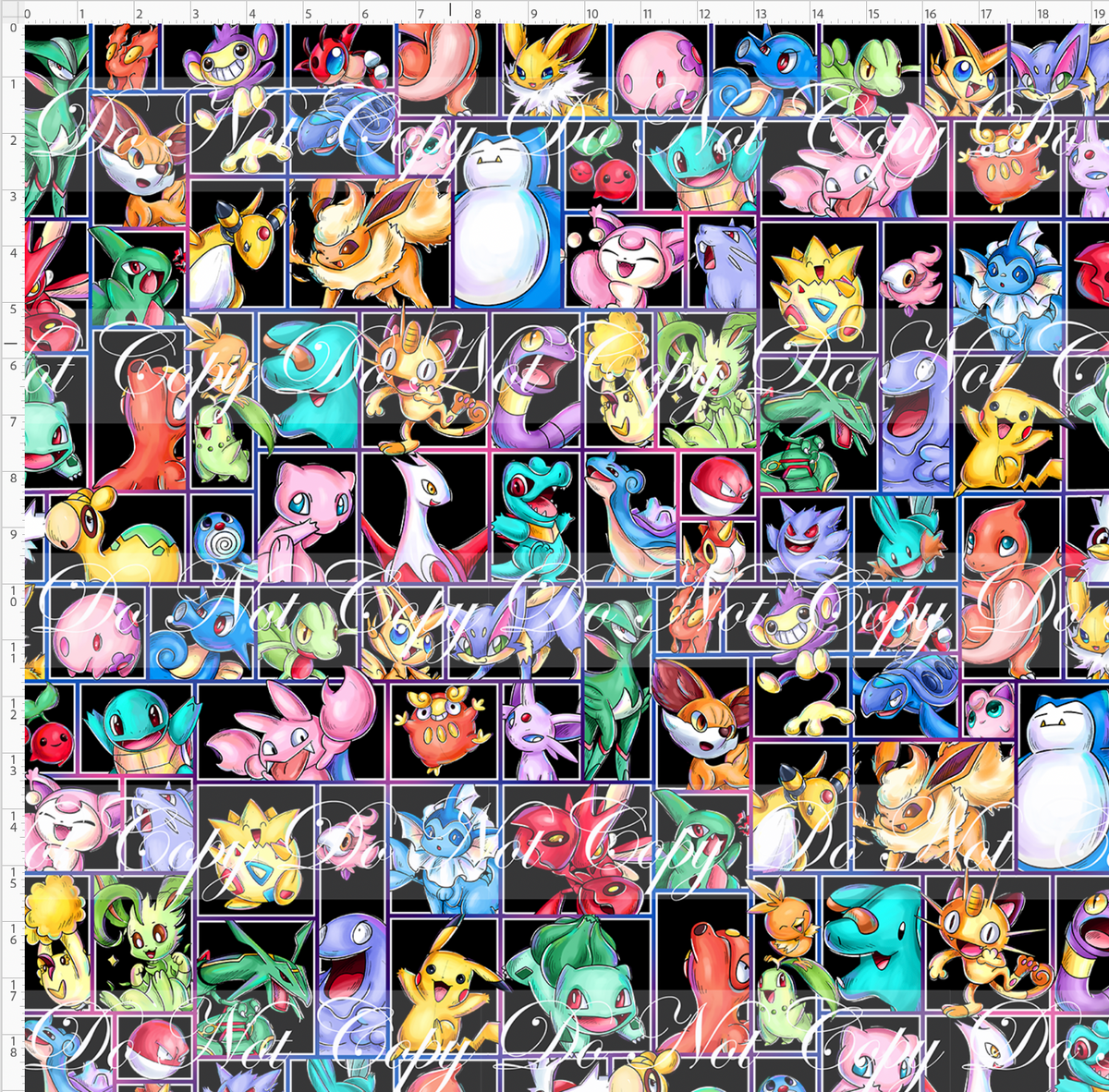 Rainbow Critters-characters squares-black-large scale