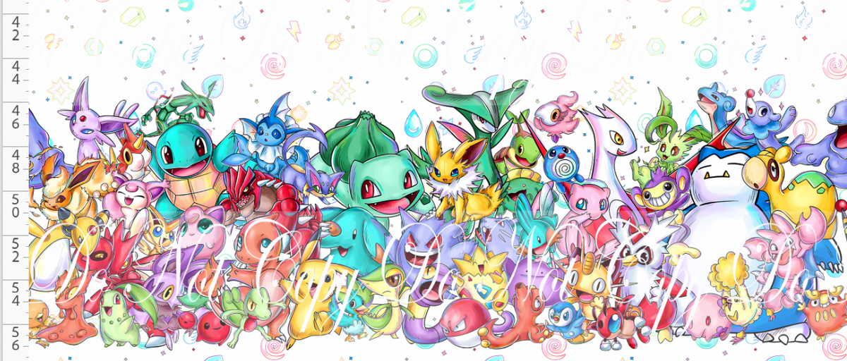Rainbow Critters-double border-white with symbols background