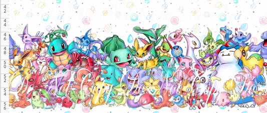 Rainbow Critters-double border-white with symbols background