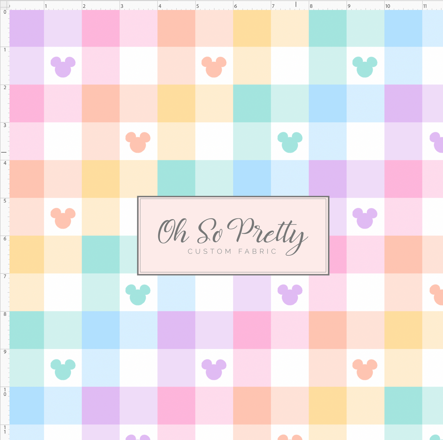 Rainbow Gingham Mouse Heads - regular scale