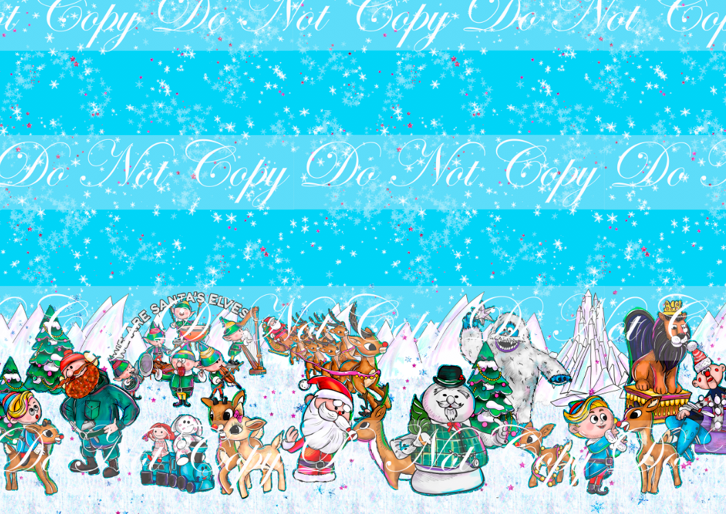 Red nosed reindeer - double border - blue