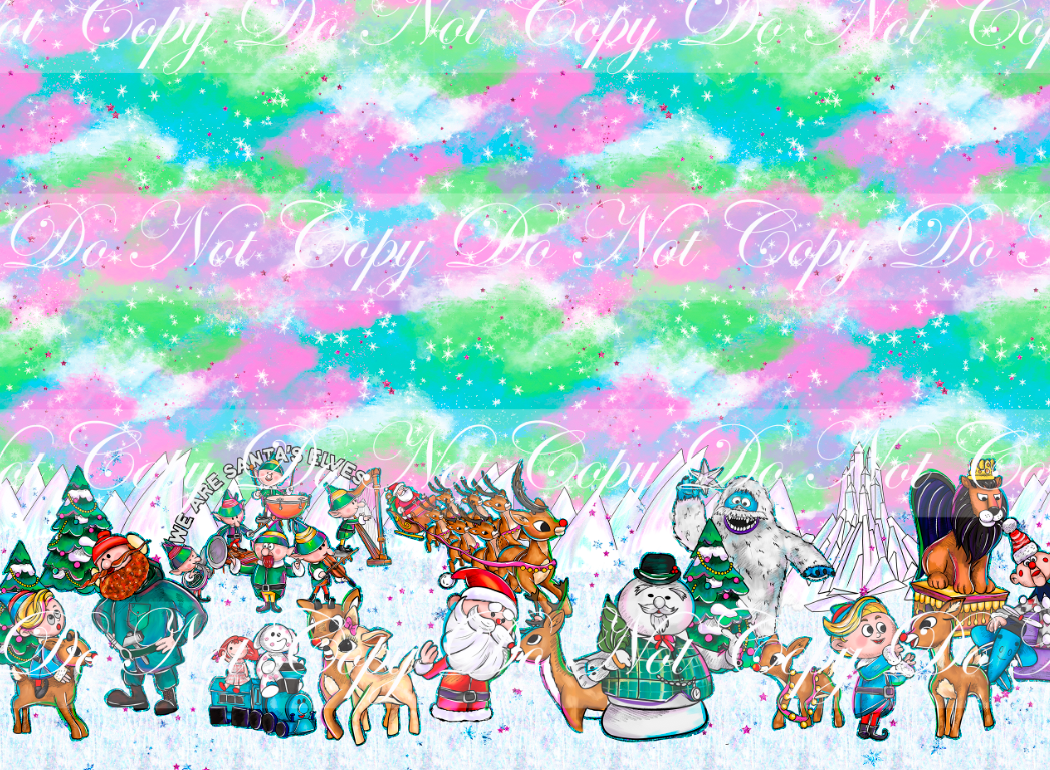 Red nosed reindeer - double border - colorful