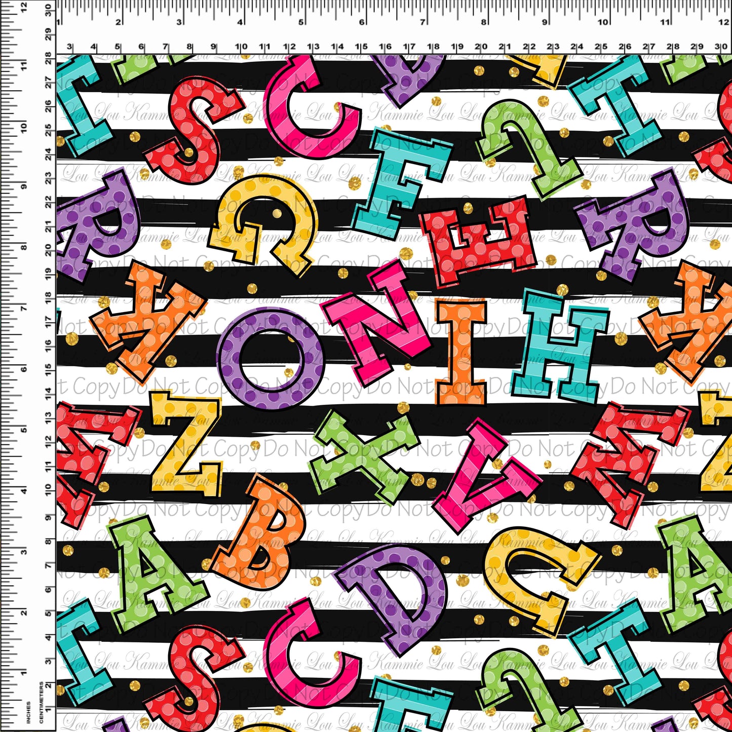 School Days - Blackboard Collection - Letter Toss - Black & White Stripes - Regular Scale