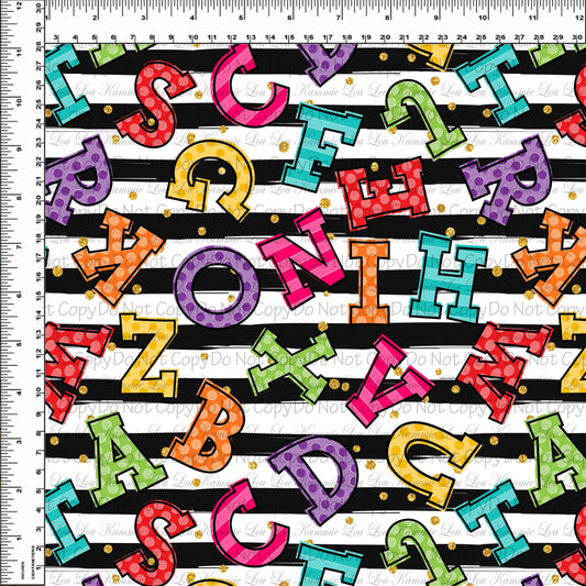 School Days - Blackboard Collection - Letter Toss - Black & White Stripes - Regular Scale