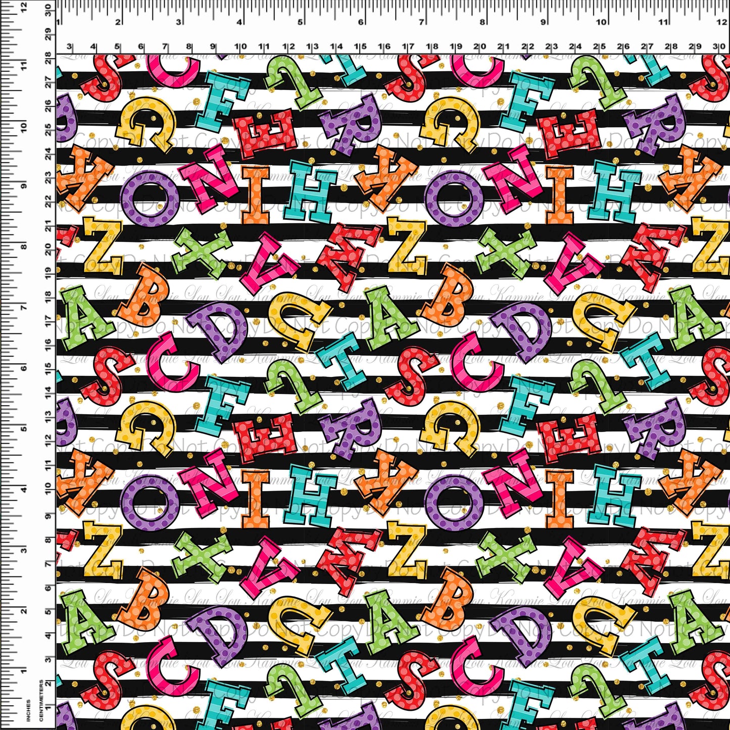 School Days - Blackboard Collection - Letter Toss - Black & White Stripes - Small Scale