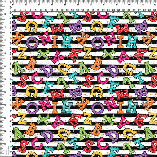 School Days - Blackboard Collection - Letter Toss - Black & White Stripes - Small Scale