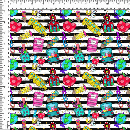 School Days - Blackboard Collection - Main Toss - Black & White Stripes - Small Scale