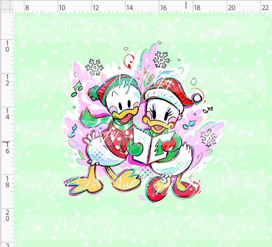 Kawaii Christmas - Panel - Snowflake - Mint - Ducks - ADULT