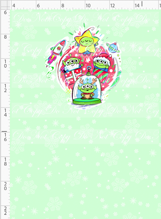 Kawaii Christmas - Panel - Snowflake - Mint - Aliens - CHILD