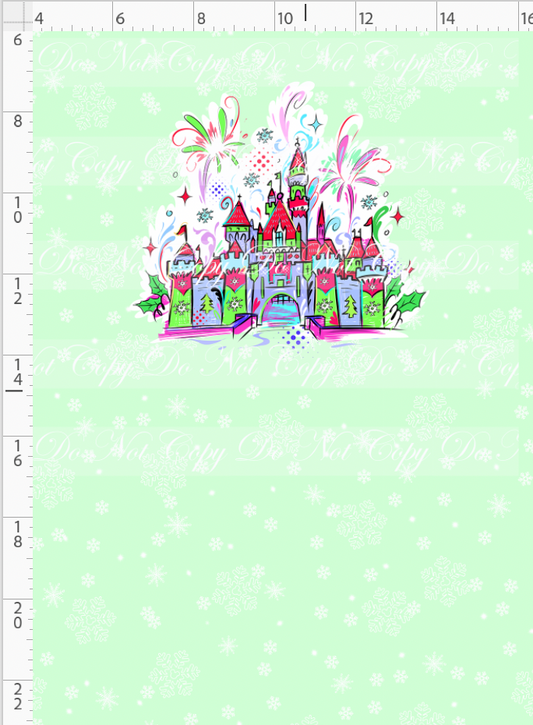 Kawaii Christmas - Panel - Snowflake - Mint - Castle - CHILD