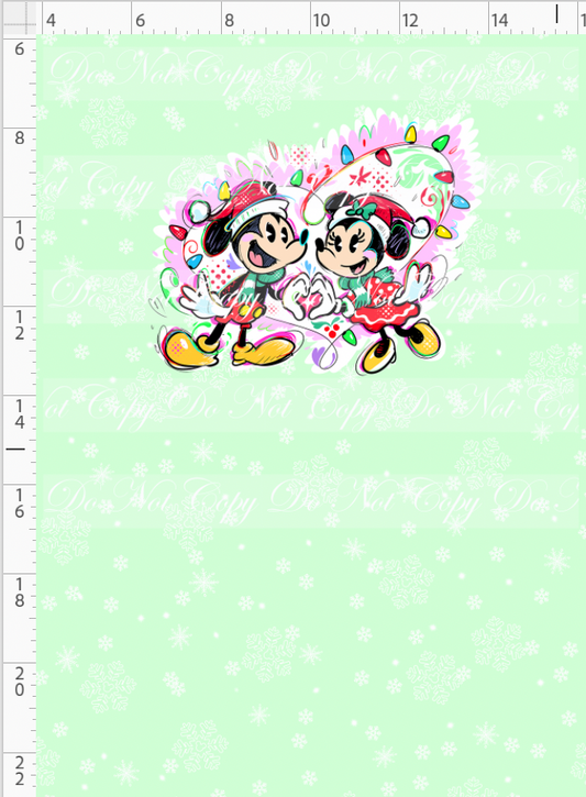 Kawaii Christmas - Panel - Snowflake - Mint - Mice - CHILD