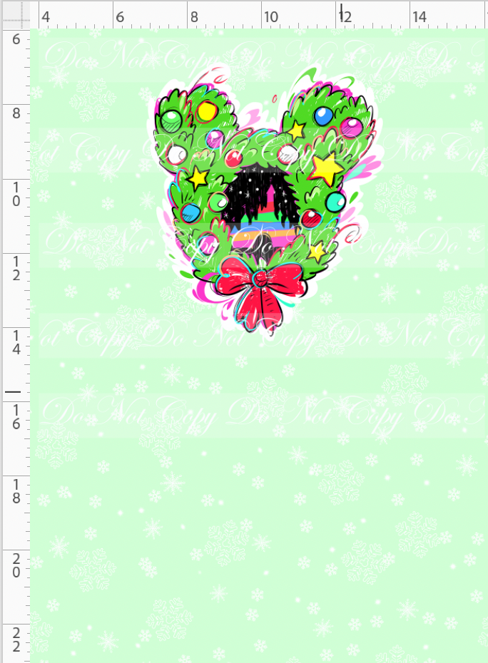 Kawaii Christmas - Panel - Snowflake - Mint - Wreath - CHILD