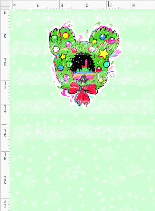 Kawaii Christmas - Panel - Snowflake - Mint - Wreath - CHILD