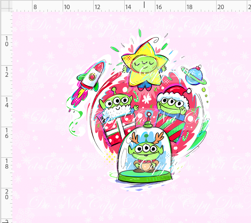 Kawaii Christmas - Panel - Snowflake - Pink - Aliens - ADULT