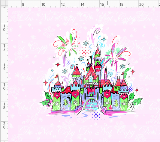 Kawaii Christmas - Panel - Snowflake - Pink - Castle - ADULT