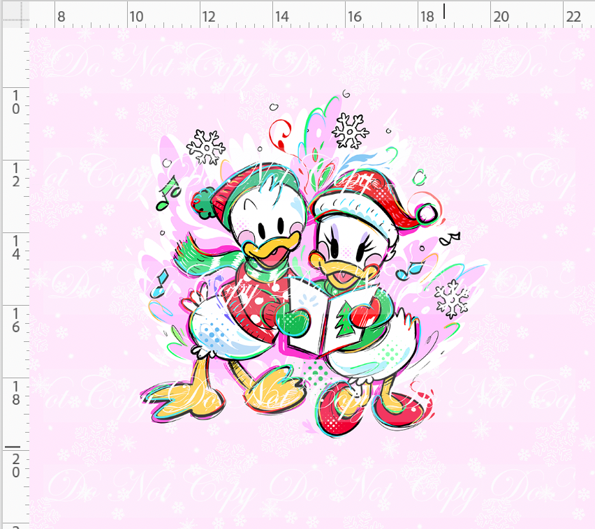 Kawaii Christmas - Panel - Snowflake - Pink - Ducks - ADULT