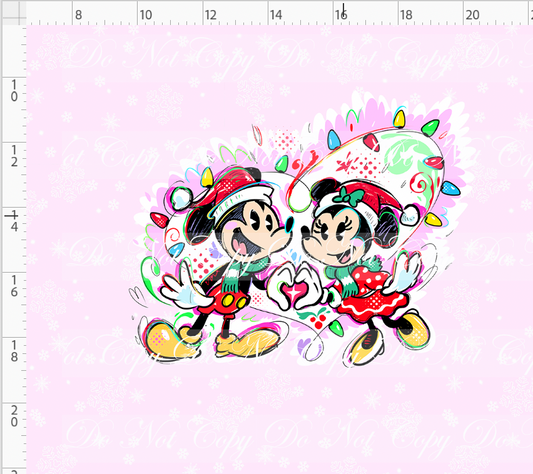 Kawaii Christmas - Panel - Snowflake - Pink - Mice - ADULT