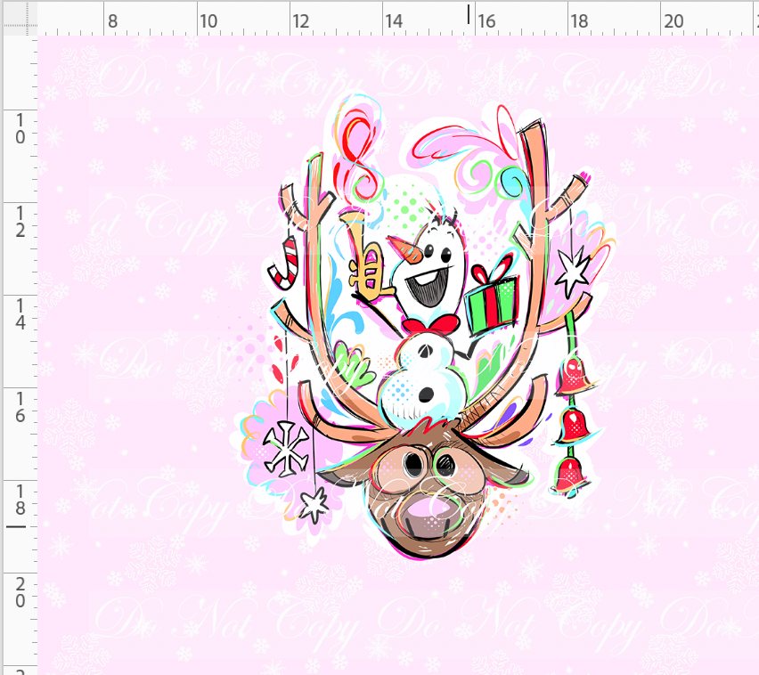 Kawaii Christmas - Panel - Snowflake - Pink - Snowman - ADULT