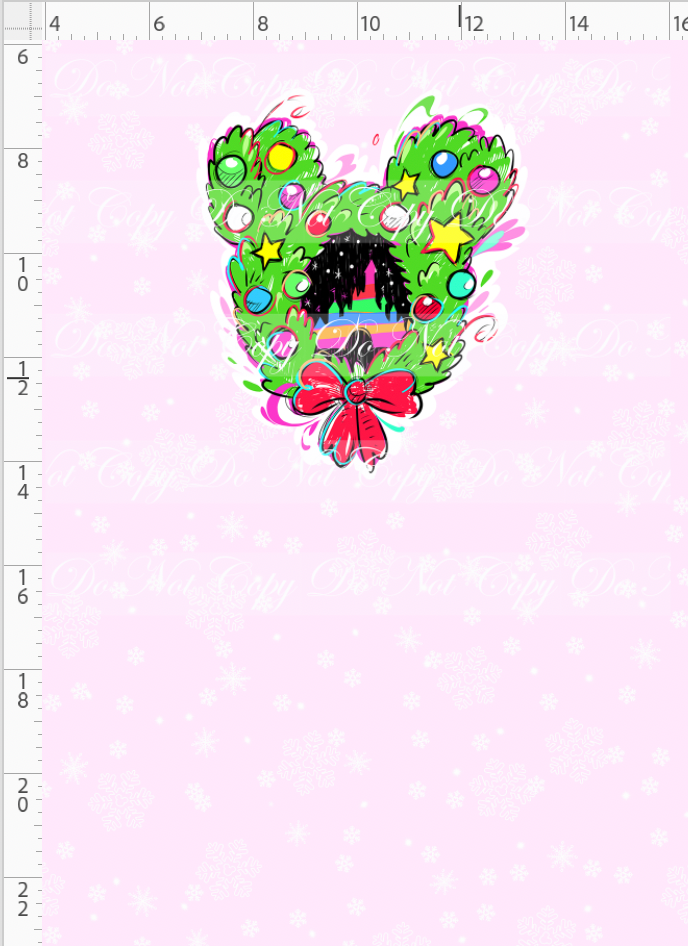 RETAIL LISTING: Kawaii Christmas - Panel - Snowflake - Pink - Wreath - CHILD