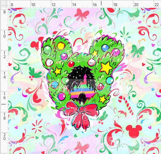 Kawaii Christmas - Panel - Simple Coordinate - Colorful - Wreath - ADULT