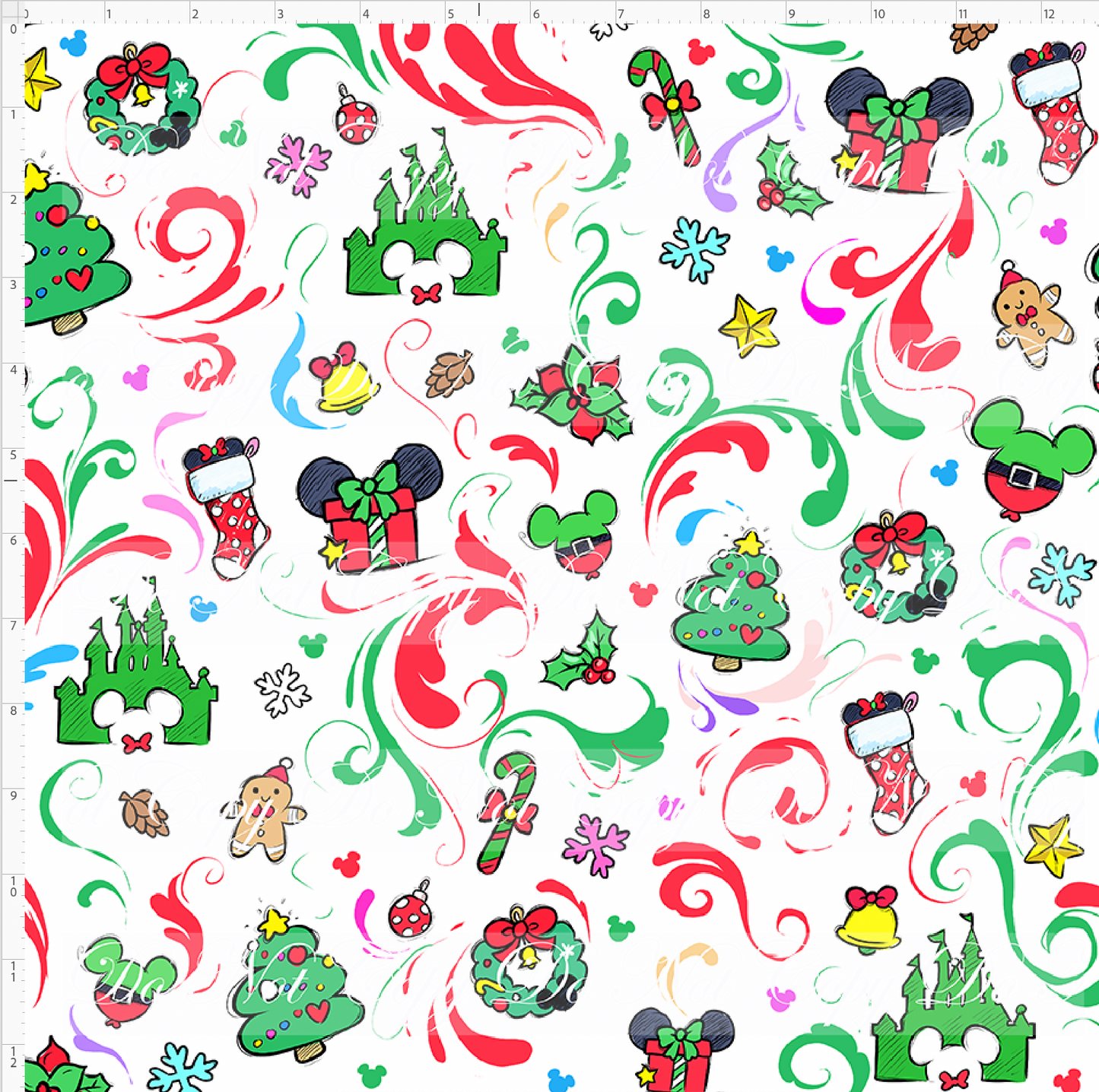 Kawaii Christmas - Detailed Coordinate - White - REGULAR SCALE