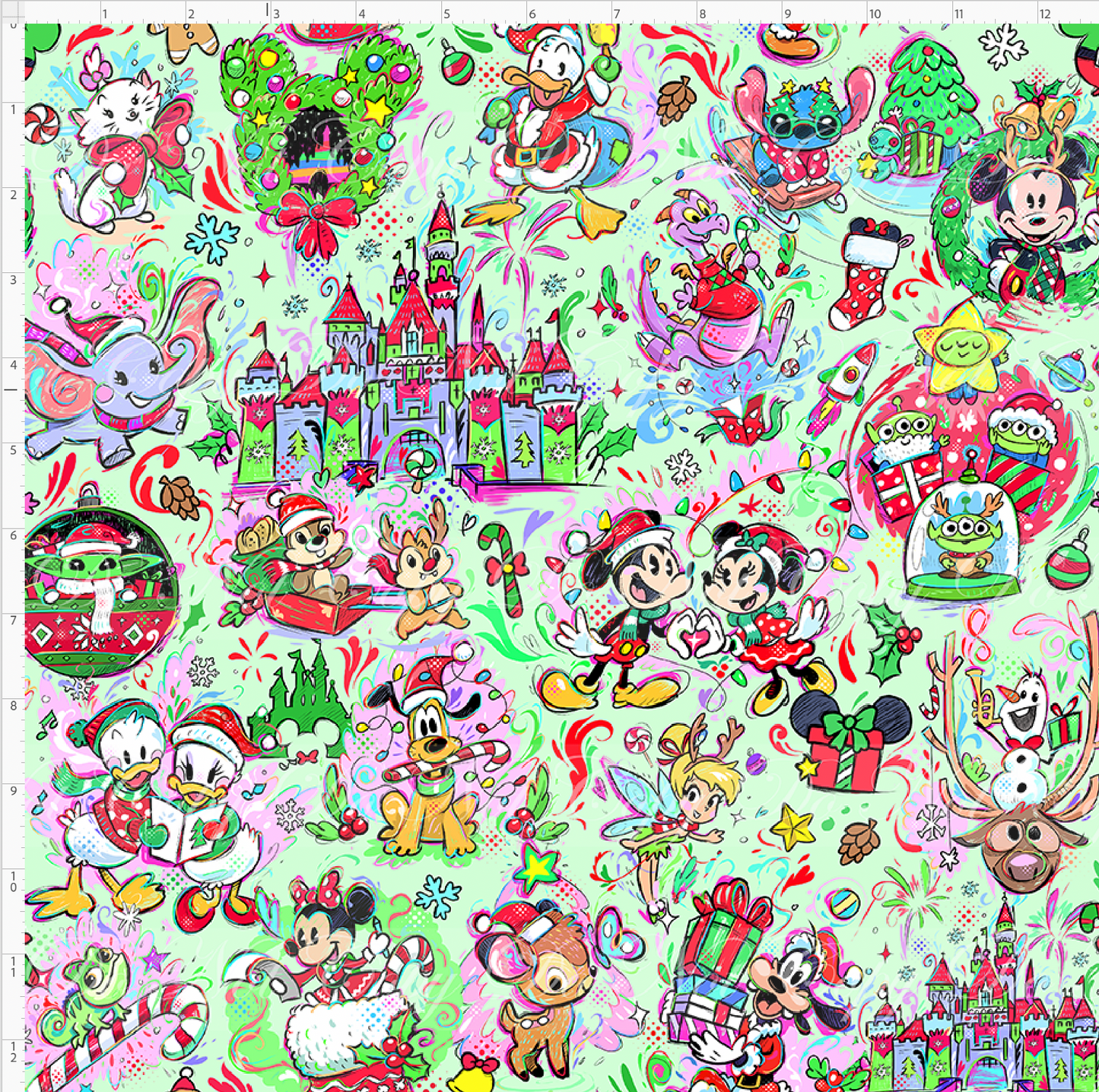 Kawaii Christmas - Main - Mint - REGULAR SCALE