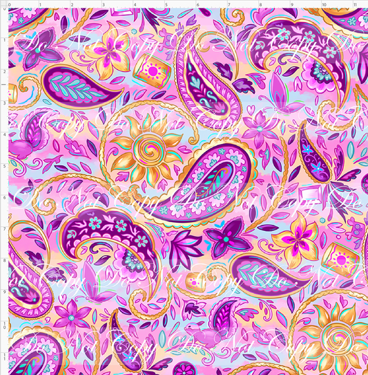 Golden Locks - Paisley Coordinate - Pastel Rainbow