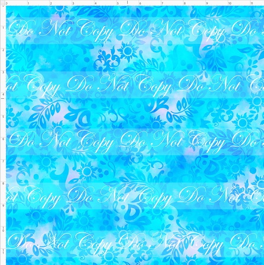 Golden Locks - Background - Faint Floral - Aqua