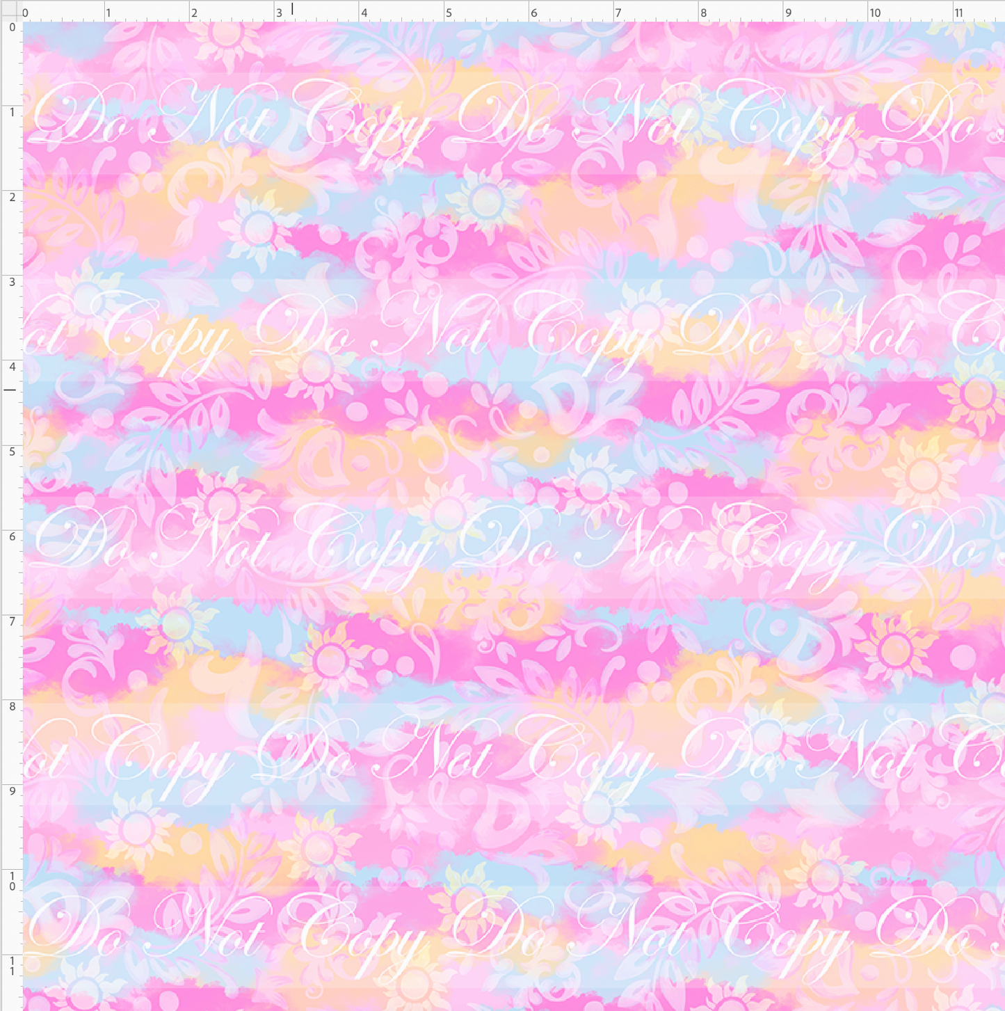 Golden Locks - Background - Faint Floral - Pastel Rainbow