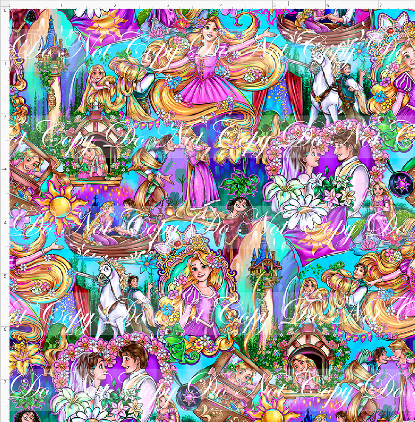 Golden Locks - Main Design #1 - Aqua - SMALL SCALE