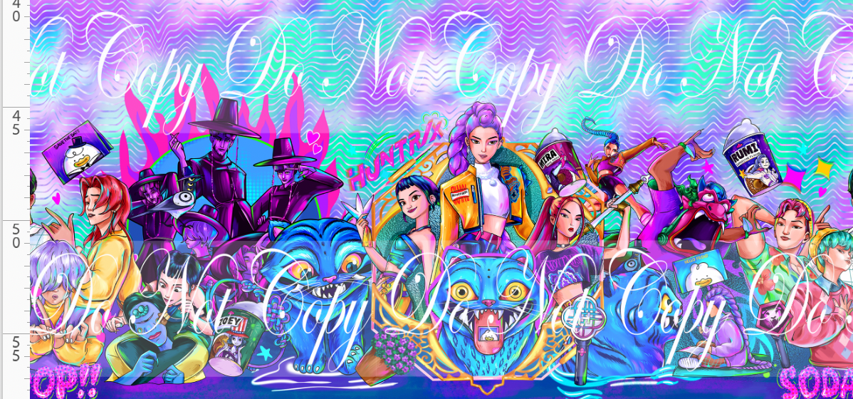 KPOP Huntrix - Double Border - Purple Aqua