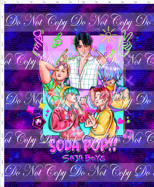 KPOP Huntrix - Full Size Blanket Panel 58W x 72H - Boys - Purple Blue