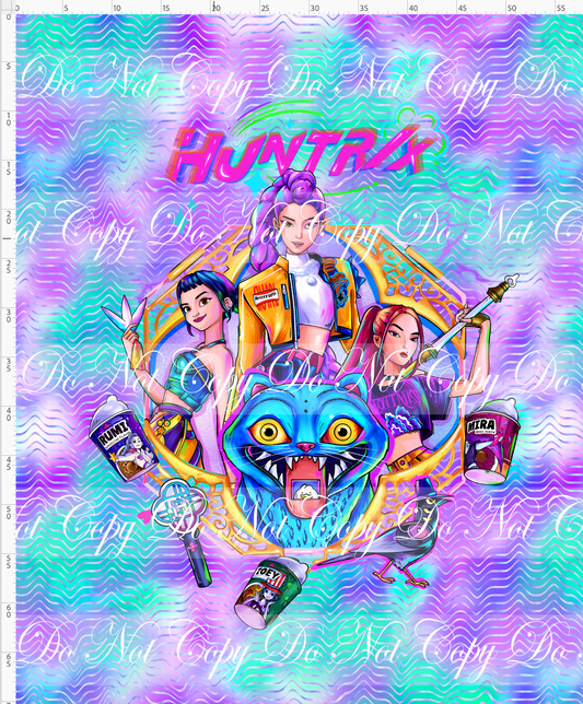 KPOP Huntrix - Full Size Blanket Panel 58W x 72H - Girls - Purple Aqua