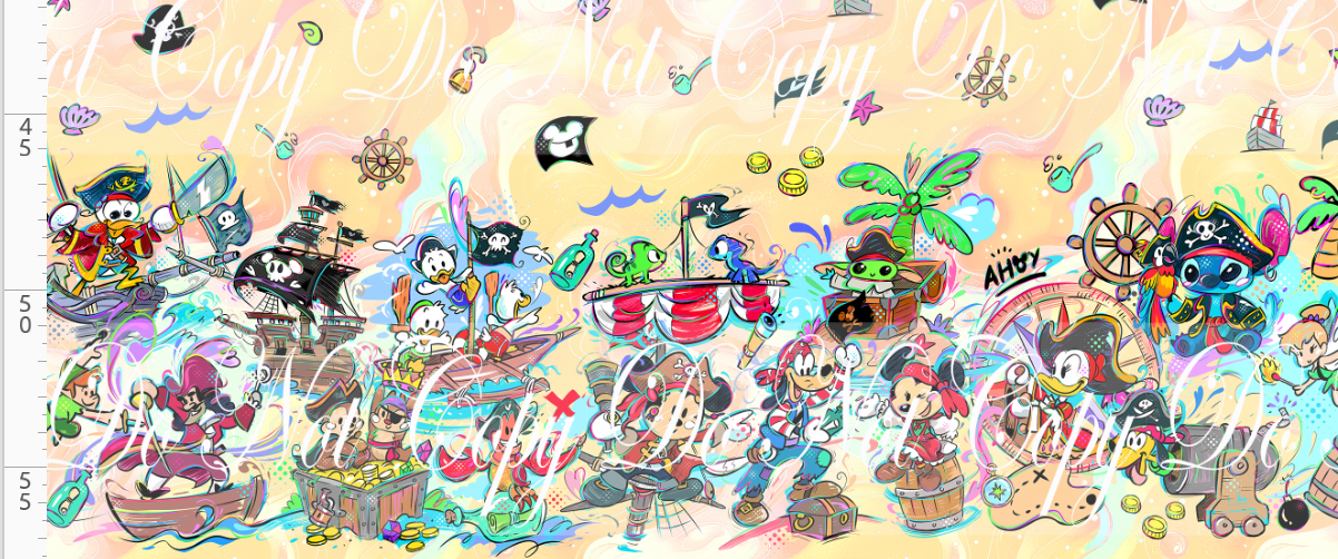 Kawaii Pirates - Double Border - Tan