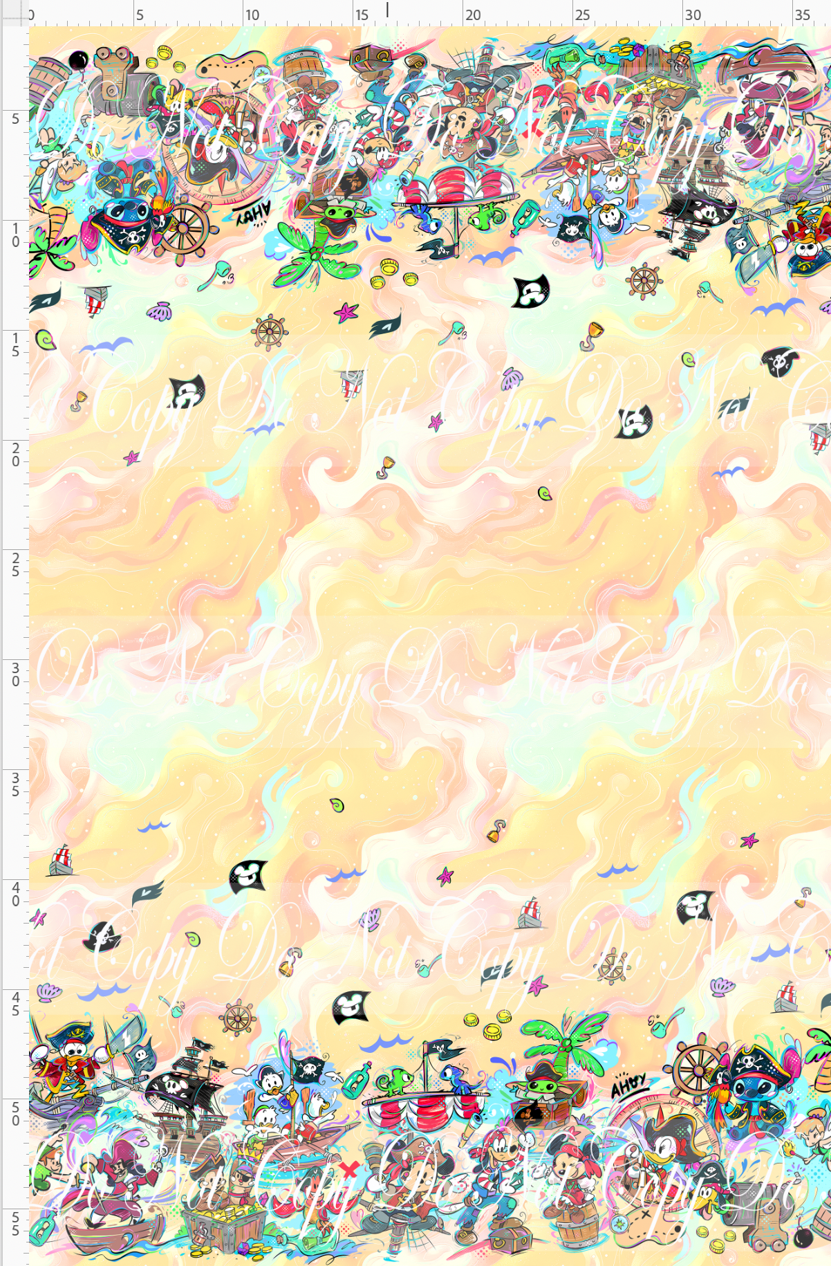 Kawaii Pirates - Double Border - Tan