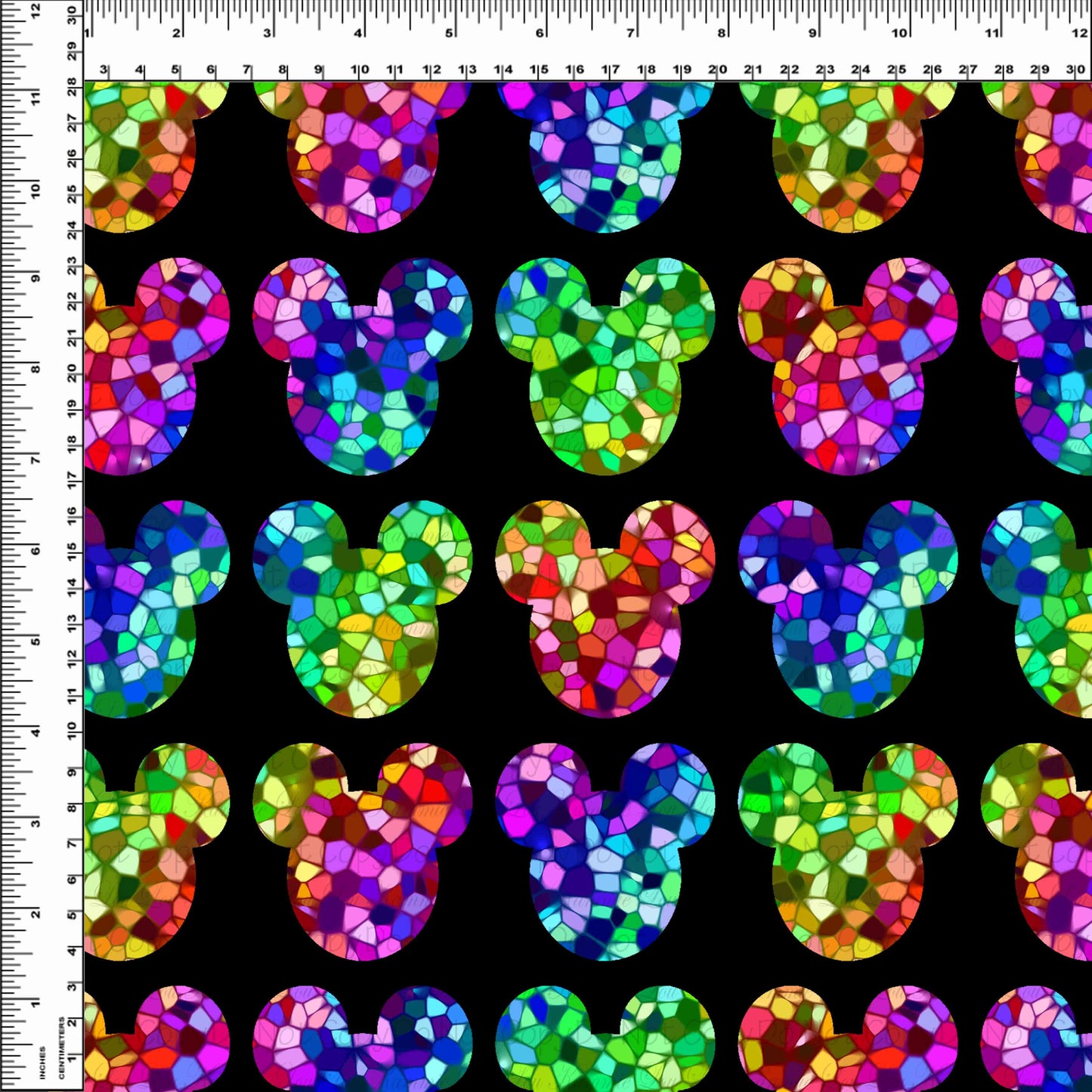 Stained Glass Mouse - Mouse Head - Black - Regular Scale