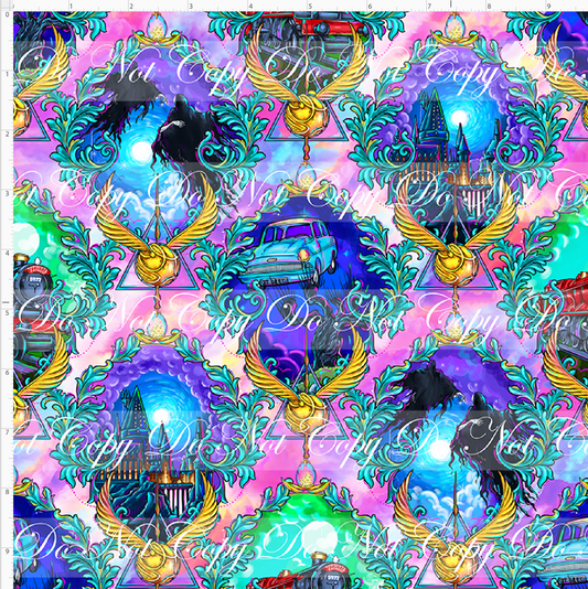 Wizards and Wonders - damask - colorful - REGULAR SCALE