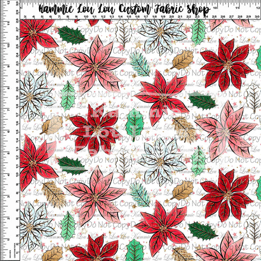 Festive Florals - Poinsettia - White Floral Toss