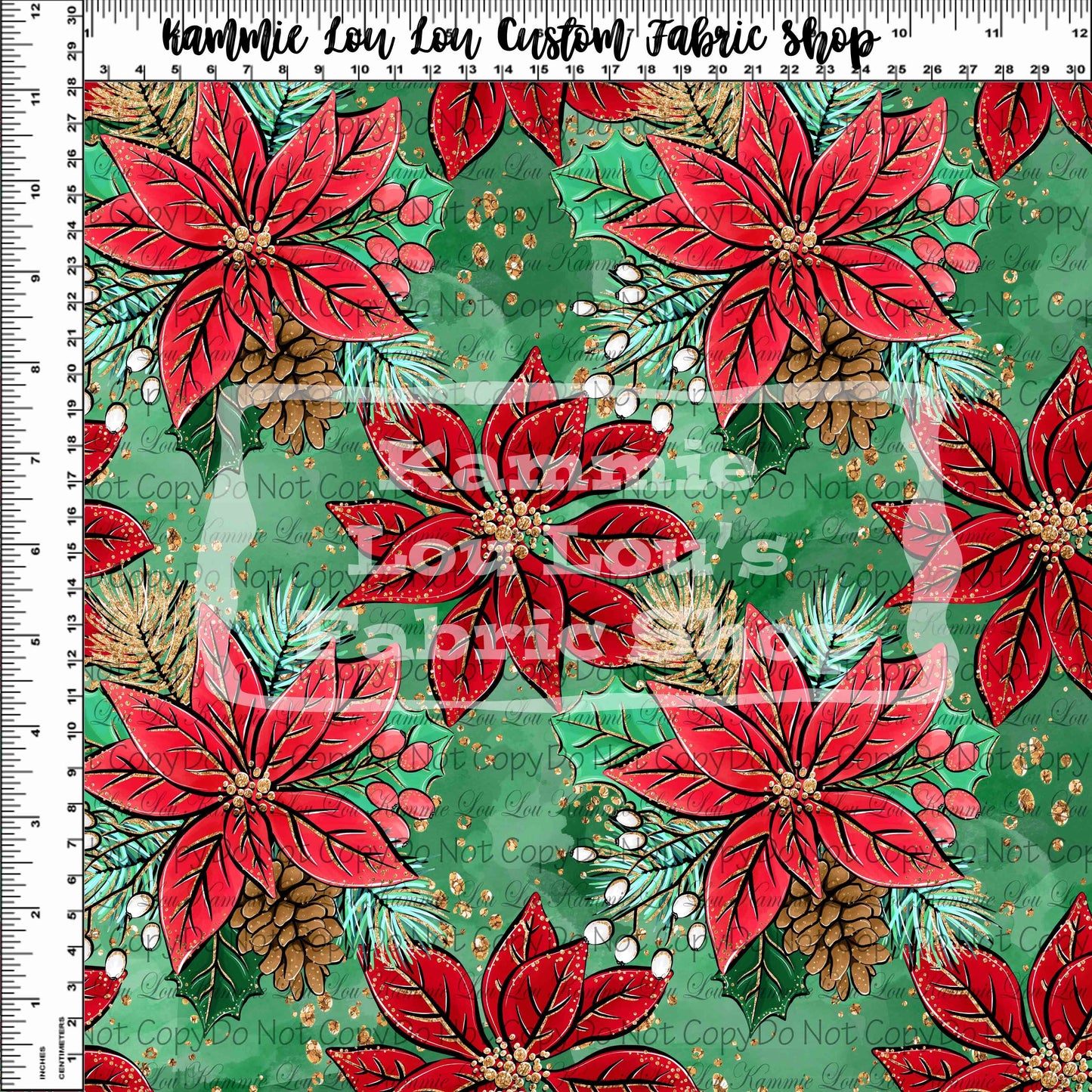 Festive Florals - Poinsettia - Green