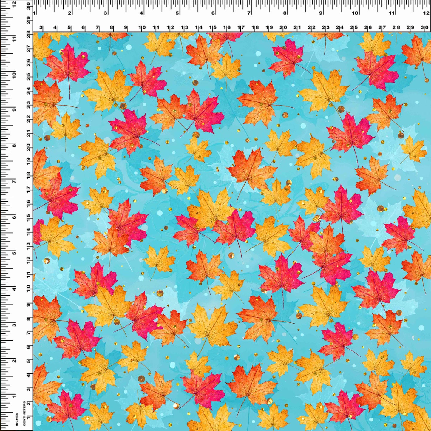 R117 Falling into Fall - Falling Leaves Aqua